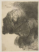 Young man with his head lowered, wearing a turban, facing left, from the series of  'Small Heads in Oriental Headdress' (19th century impression)