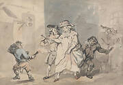 The Inn Door (A Man escorted by two link boys to a door to the left)