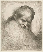 A bearded man wearing a cap looking down to the right, from the series 'Heads in Oriental Headdress'