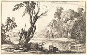 A Man Gazing across a Still Pond