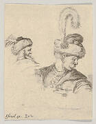 Plate 11: a Polish bust in profile, turned to the right, another Polish head seen from behind in the background, from 'The Book for Learning to Draw' (Livre pour apprendre à dessiner)