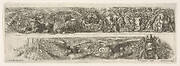 Two Designs for Friezes or Consoles characterized by Armorial Trophies, Plate 6 from: 'Decorative friezes and foliage' (Ornamenti di fregi e fogliami)