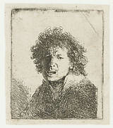 Self-portrait open mouthed, as if shouting: bust