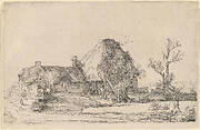 Cottages and Farm Buildings with a Man Sketching