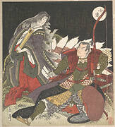 玉藻前と三浦介|The Warrior Miura-no-suke Confronting the Court Lady Tamamo-no-mae as She Turns into an Evil Fox with Nine Tails
