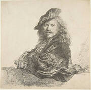 Self-Portrait, Leaning on a Stone Wall