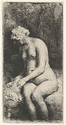 Woman Bathing her Feet at a Brook