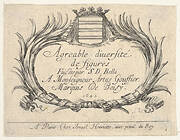 Plate 1: Two palms and a coat of arms frame the title and dedication, title page for 'Various Figures' (Agréable diversité de figures)