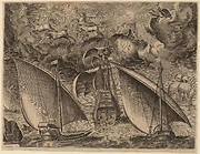 Two Galleys behind an Armed Three-Master with Phaethon and Jupiter in the Sky