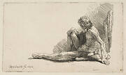 Study from the Nude: Man Seated on Ground, with One Leg Extended