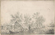 Canal Landscape with a Fisherman