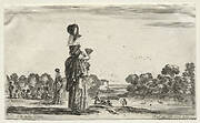 Various Figures and Landscapes:  Women Watching Bathers along a River